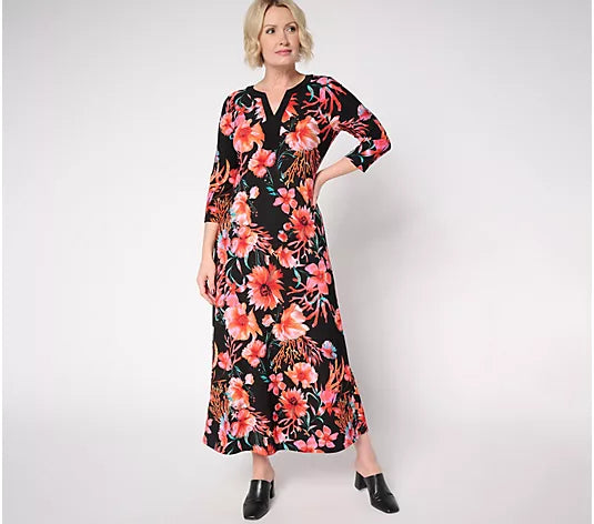 Attitudes by Renee Regular Como Jersey Printed Maxi Dress