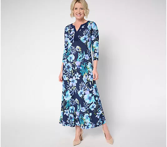 Attitudes by Renee Regular Como Jersey Printed Maxi Dress