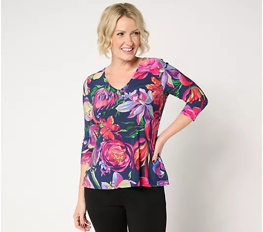 Attitudes by Renee Como Jersey Printed Top