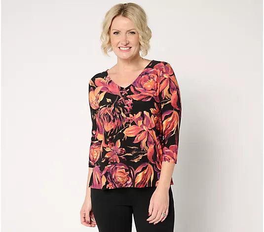 Attitudes by Renee Como Jersey Printed Top