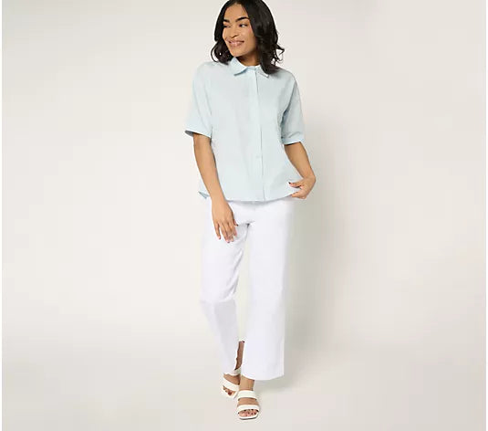 Attitudes by Renee Button Front Shirt with Knot Detail