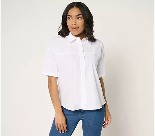 Attitudes by Renee Button Front Shirt with Knot Detail