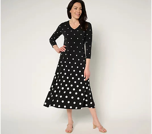 Attitudes by Renee Como Jersey Ombre Polka Dot Midi Dress