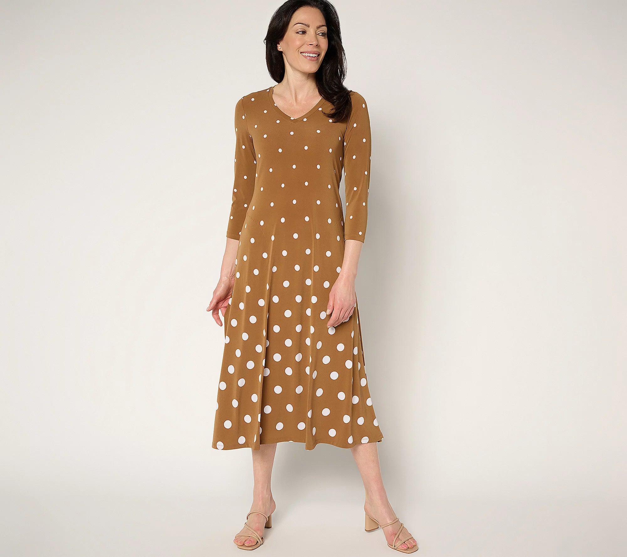 Attitudes by Renee Como Jersey Ombre Polka Dot Midi Dress