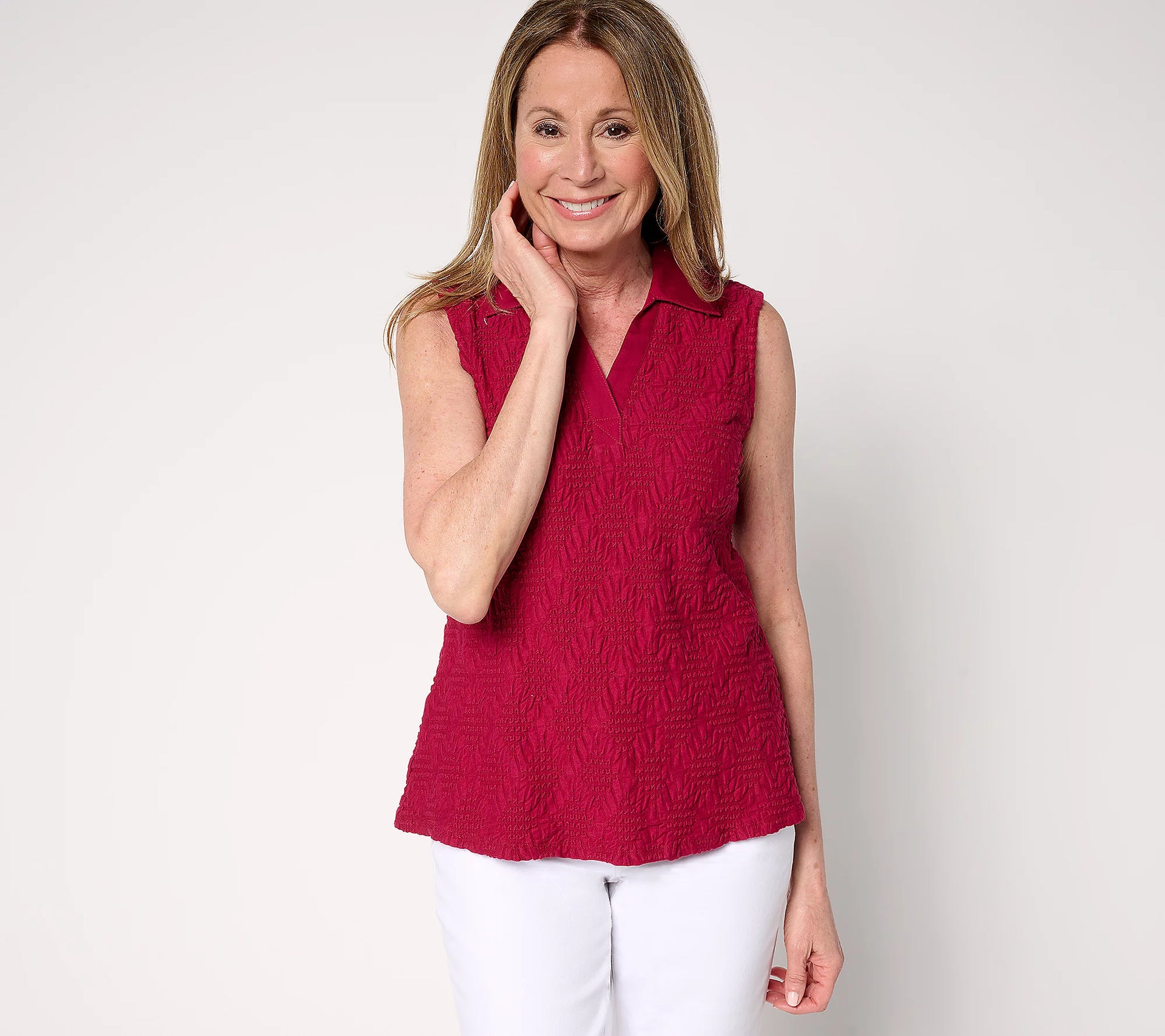 Attitudes by Renee Textured Knit Button Front Tank – Renee