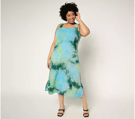 Attitudes by Renee Textured Knit Tie Dye Midi Dress