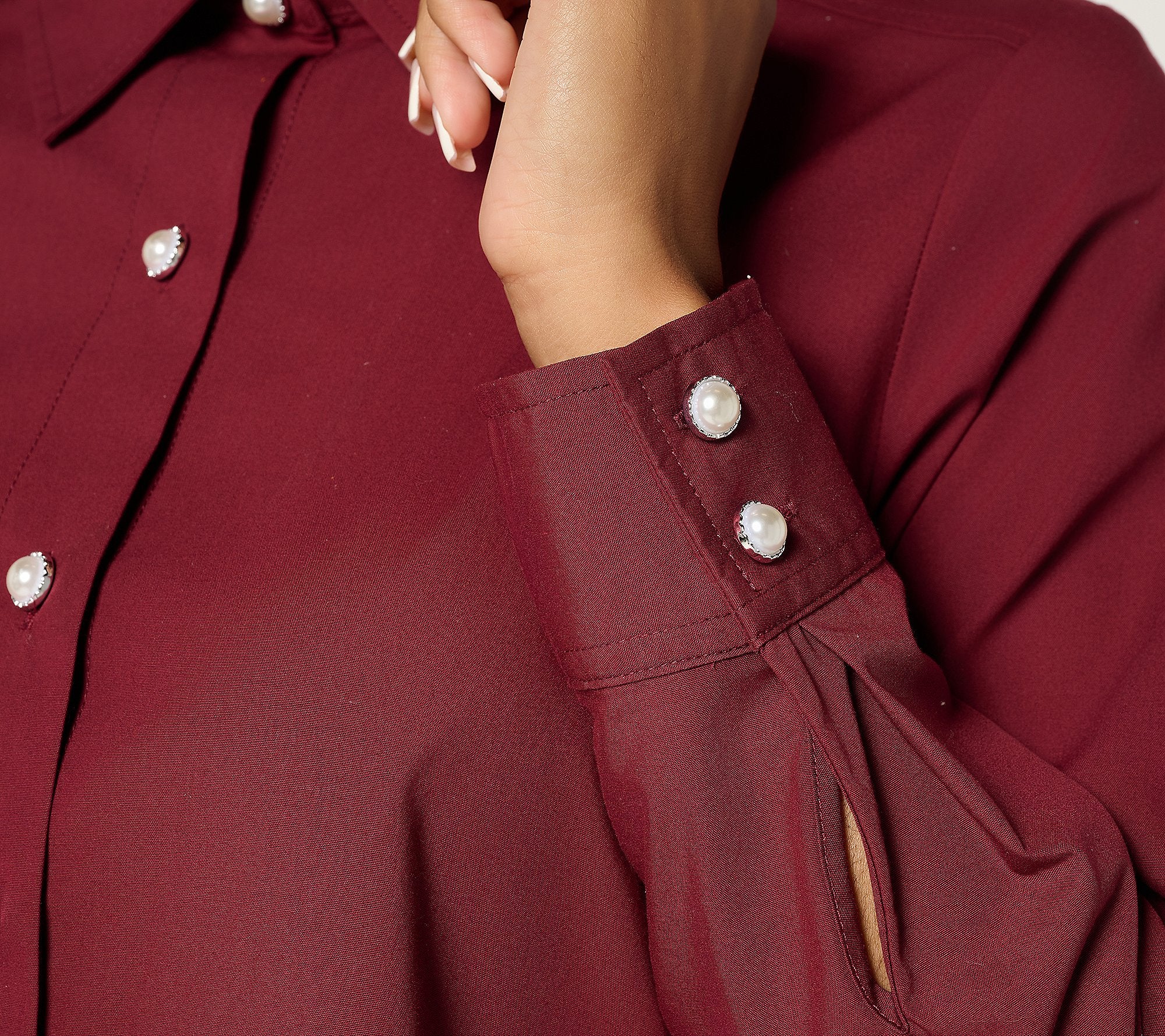Attitudes by Renee Poplin Pearl Button Button Down Top