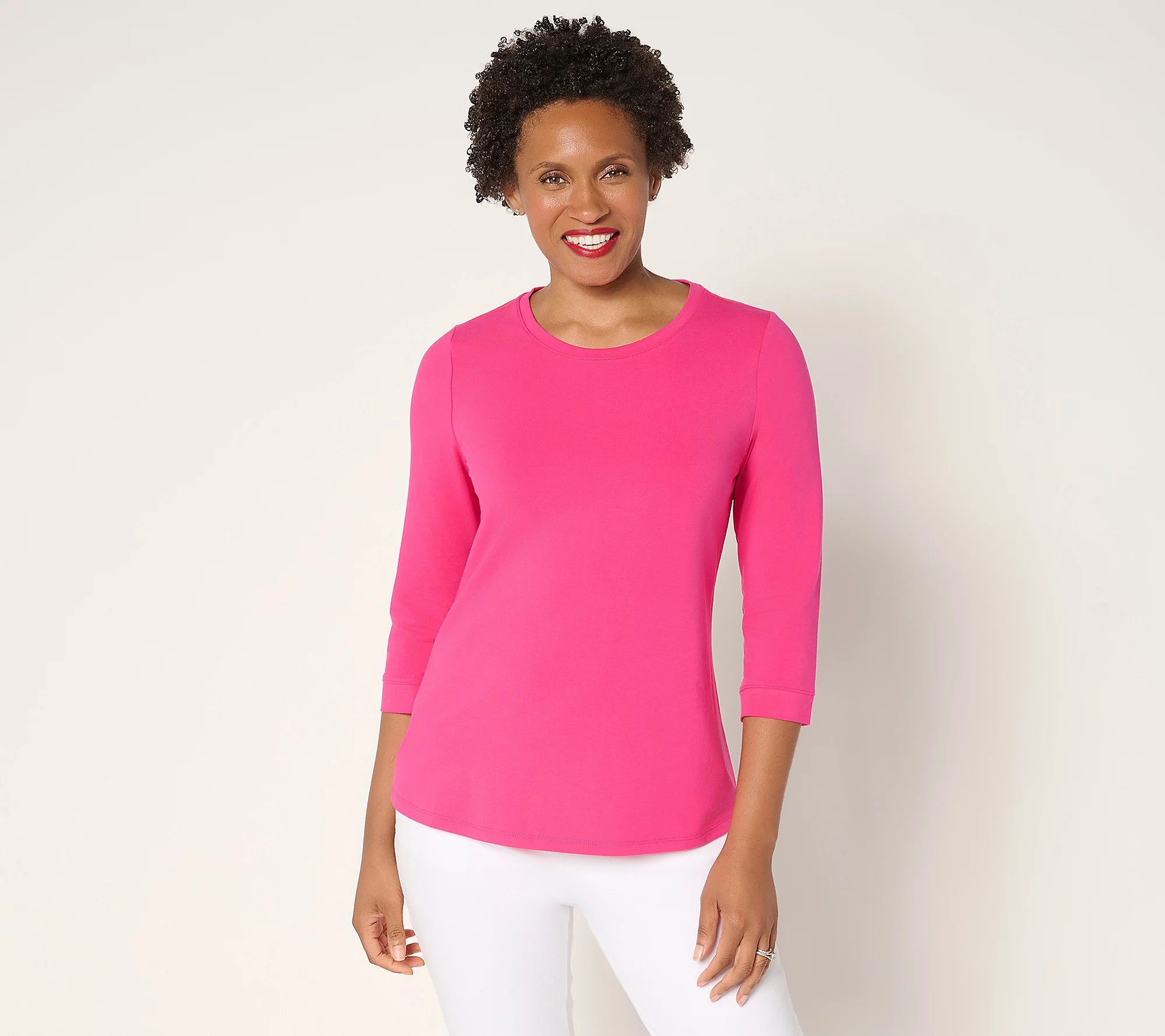 Attitudes by Renee Washed Cotton 3/4 Sleeve Top