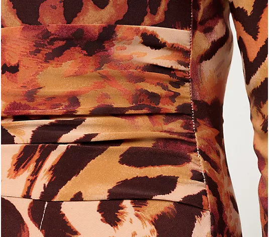 Attitudes by Renee Como Jersey Printed Ruched Maxi Dress