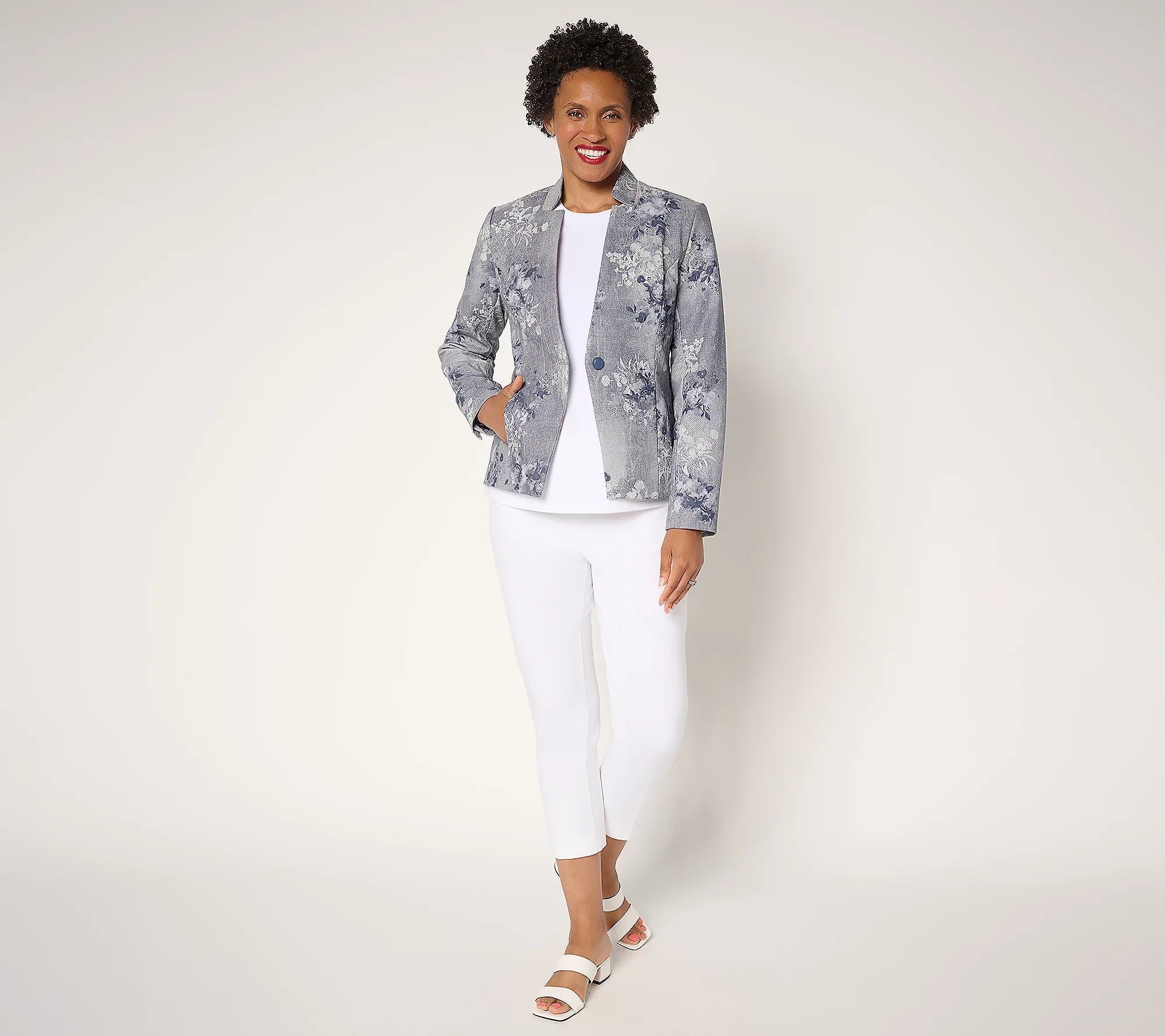 Attitudes by Renee Printed Faux Leather Blazer