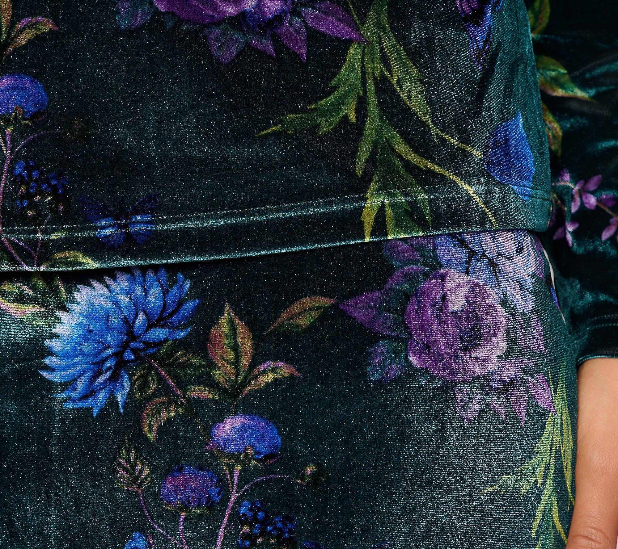 Attitudes by Renee Printed Velvet Ballet Neck Top