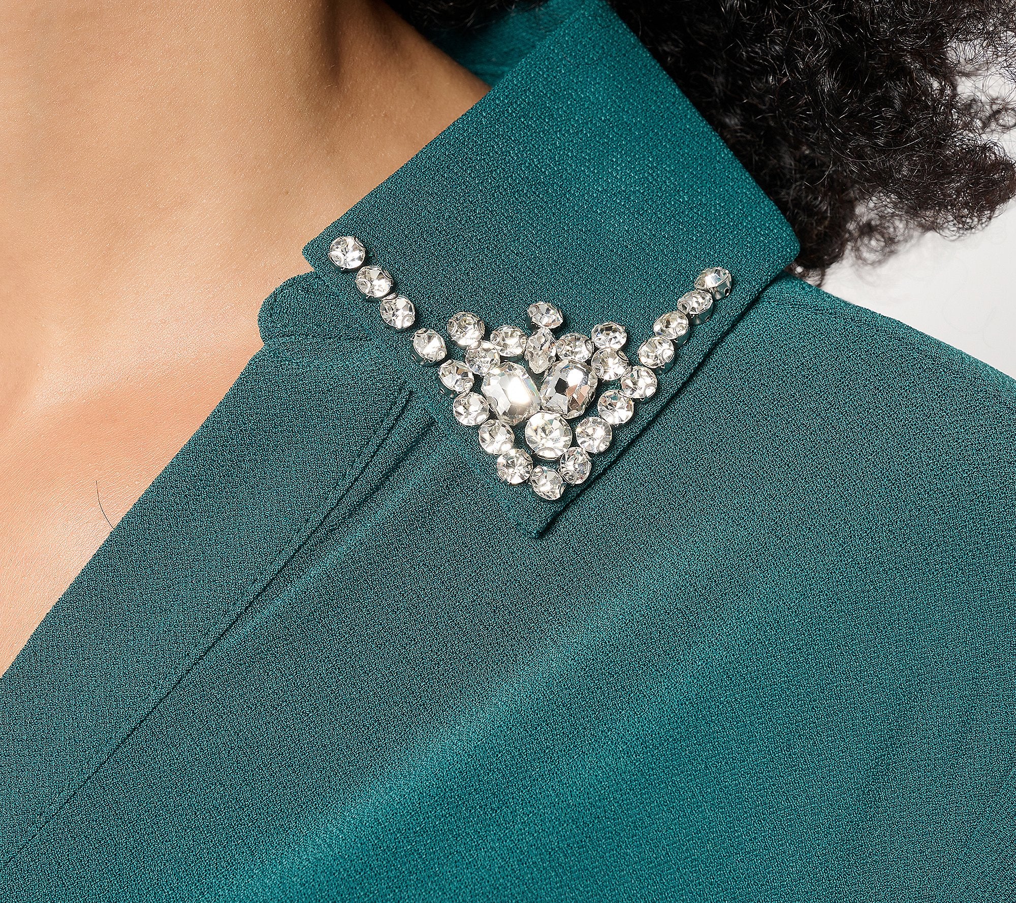 Attitudes by Renee Moss Crepe Novelty Collar Top