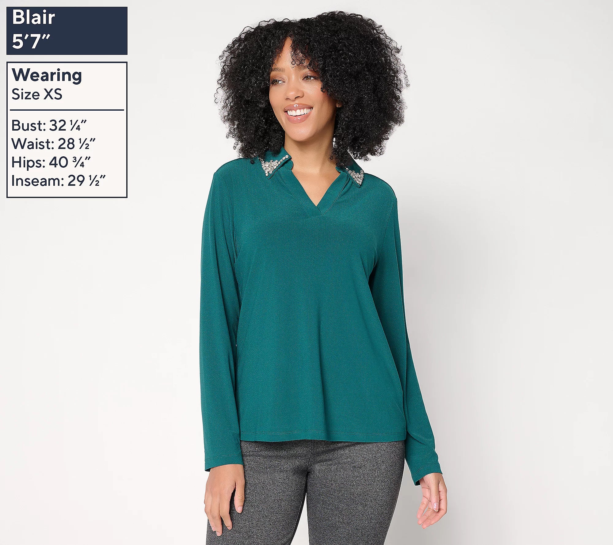 Attitudes by Renee Moss Crepe Novelty Collar Top