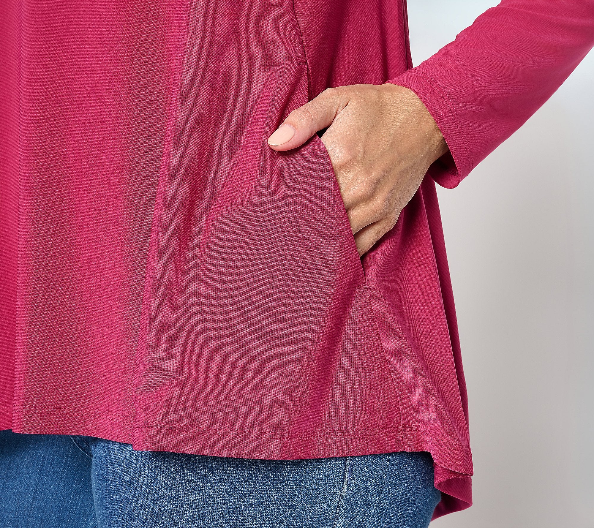 Attitudes by Renee Como Jersey Split Neck Hi Low Tunic