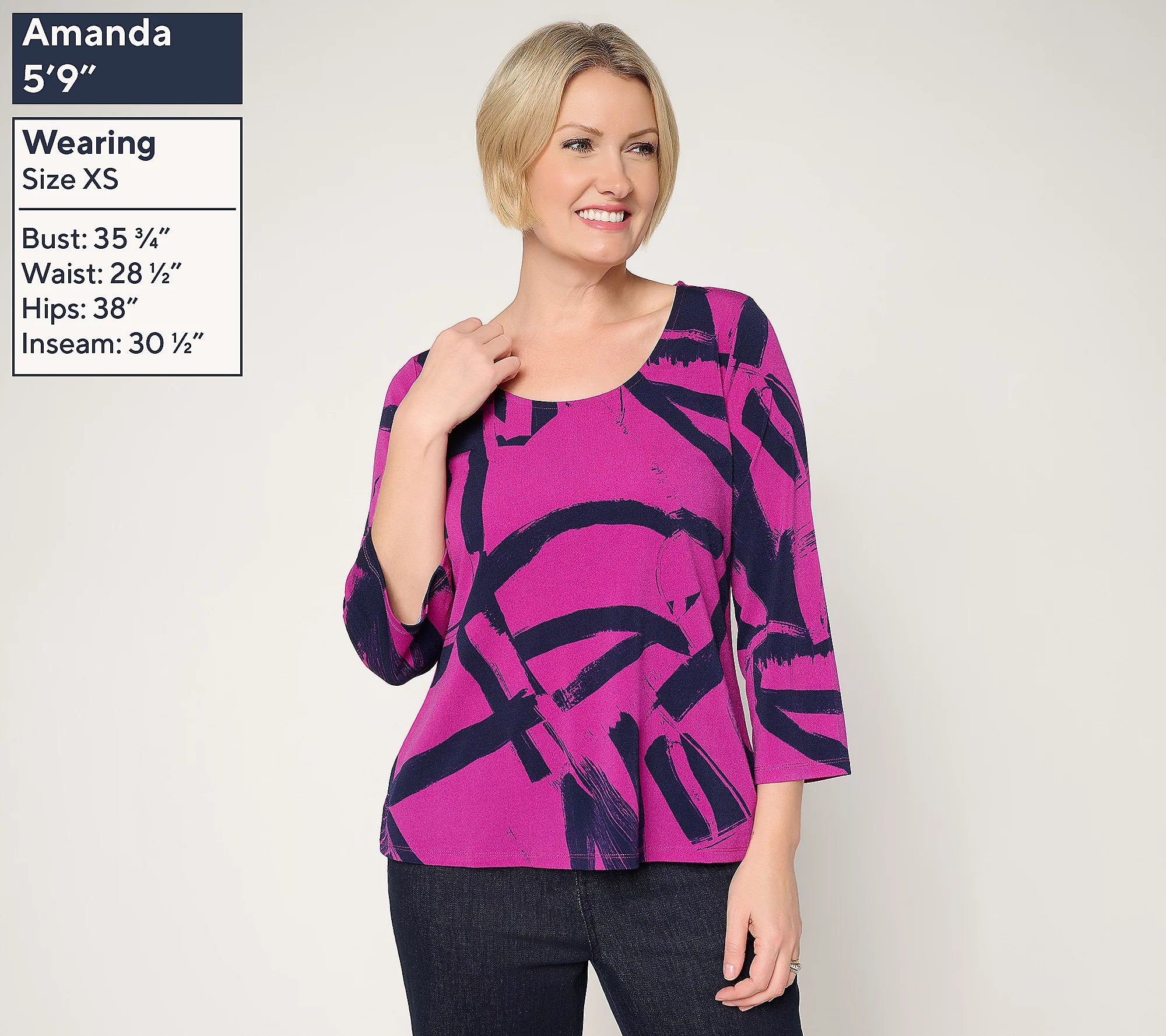 Attitudes by Renee Printed Moss Crepe Top