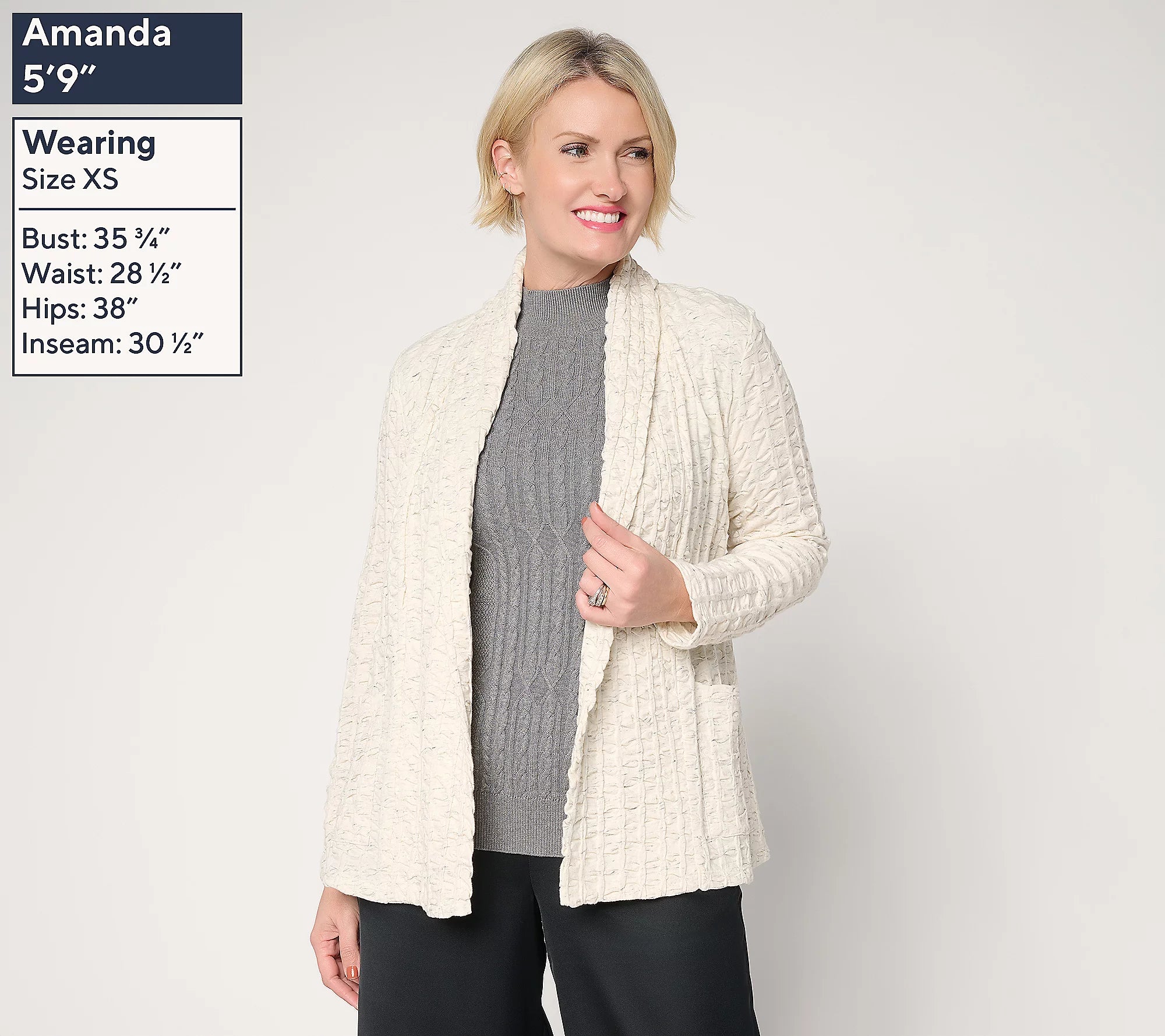 Attitudes by Renee Textured Knit Open Front Cardigan