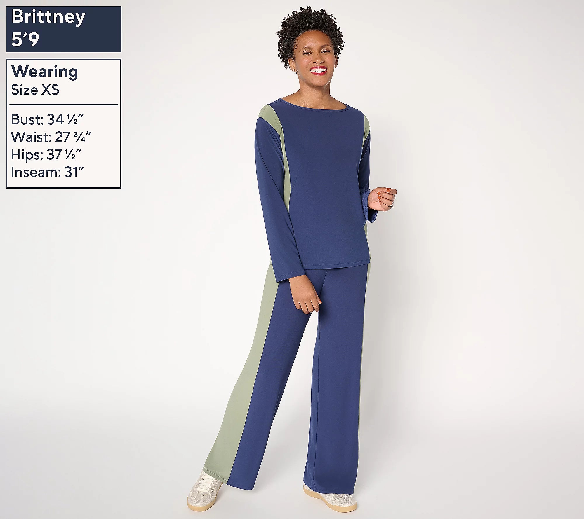 Attitudes by Renee Color Blocked La Roma Top and Bottom Set