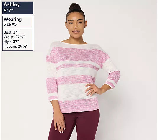 Attitudes by Renee Dolman Sleeve Striped Knit Top