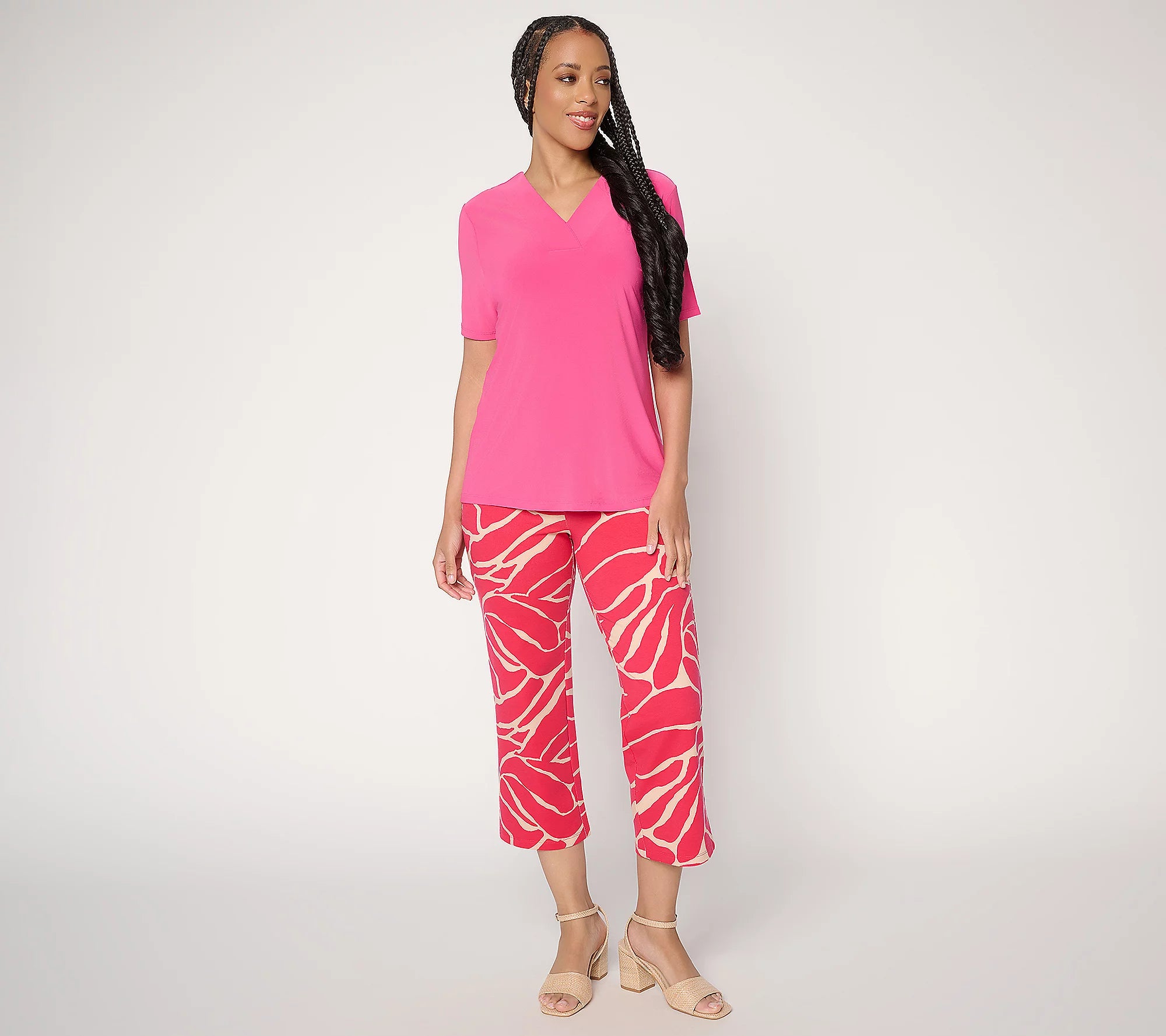 Women with Control Printed Knit Crop Chic Contour Pant