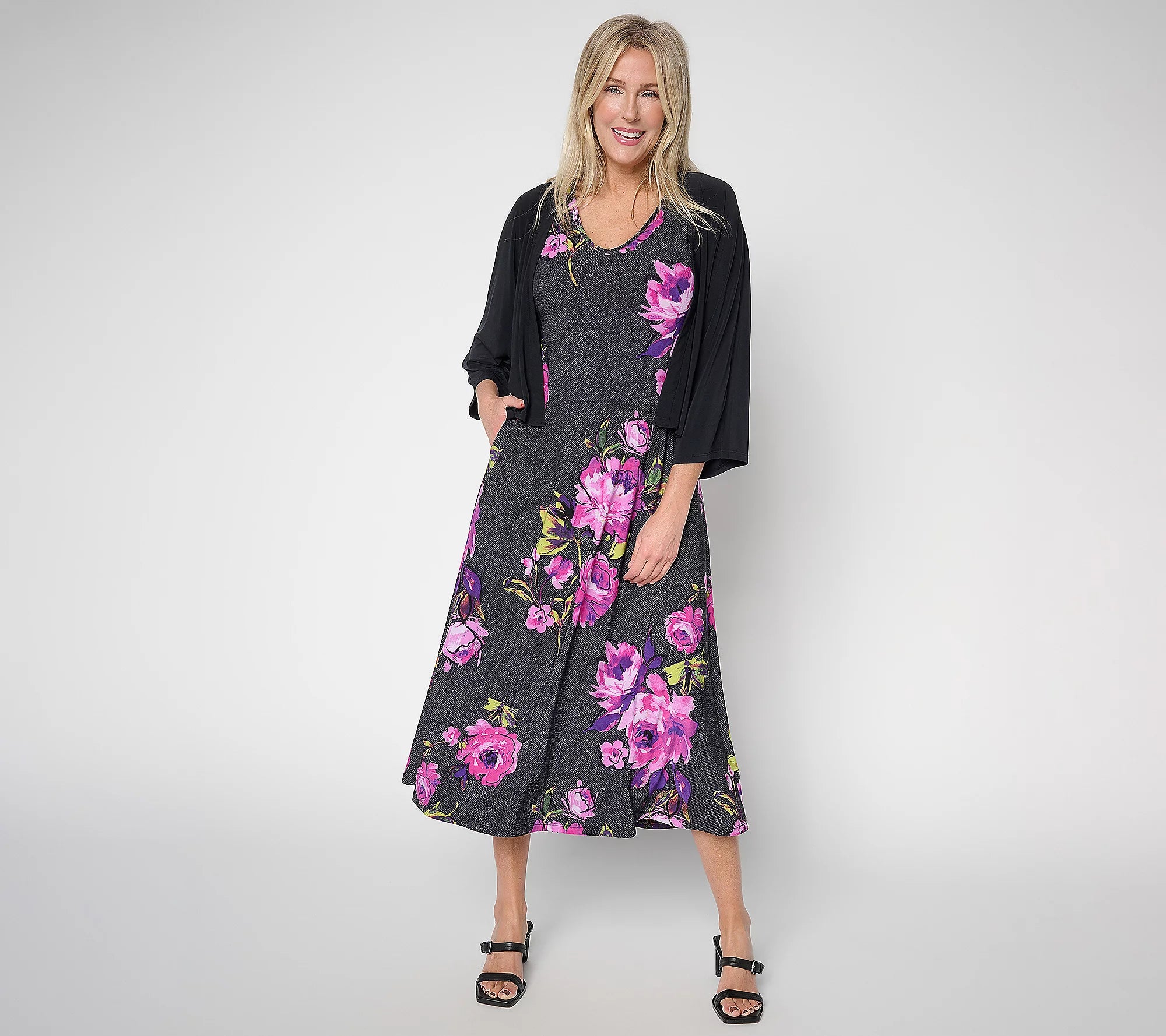 Attitudes by Renee Como Jersey Midi Dress &amp; Topper Set