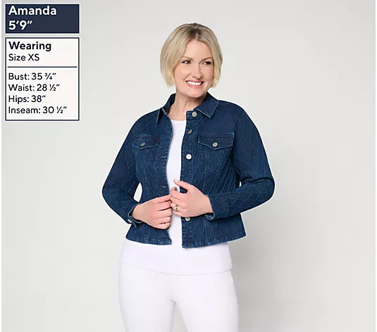 Women with Control Jacquard Denim Jacket