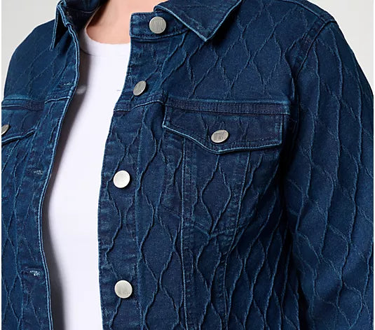 Women with Control Jacquard Denim Jacket