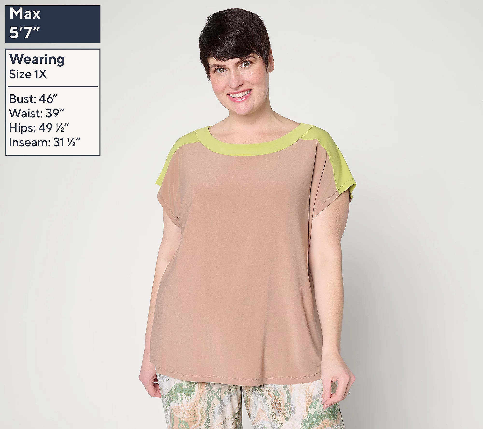 Attitudes by Renee Como Jersey Color Blocked Top