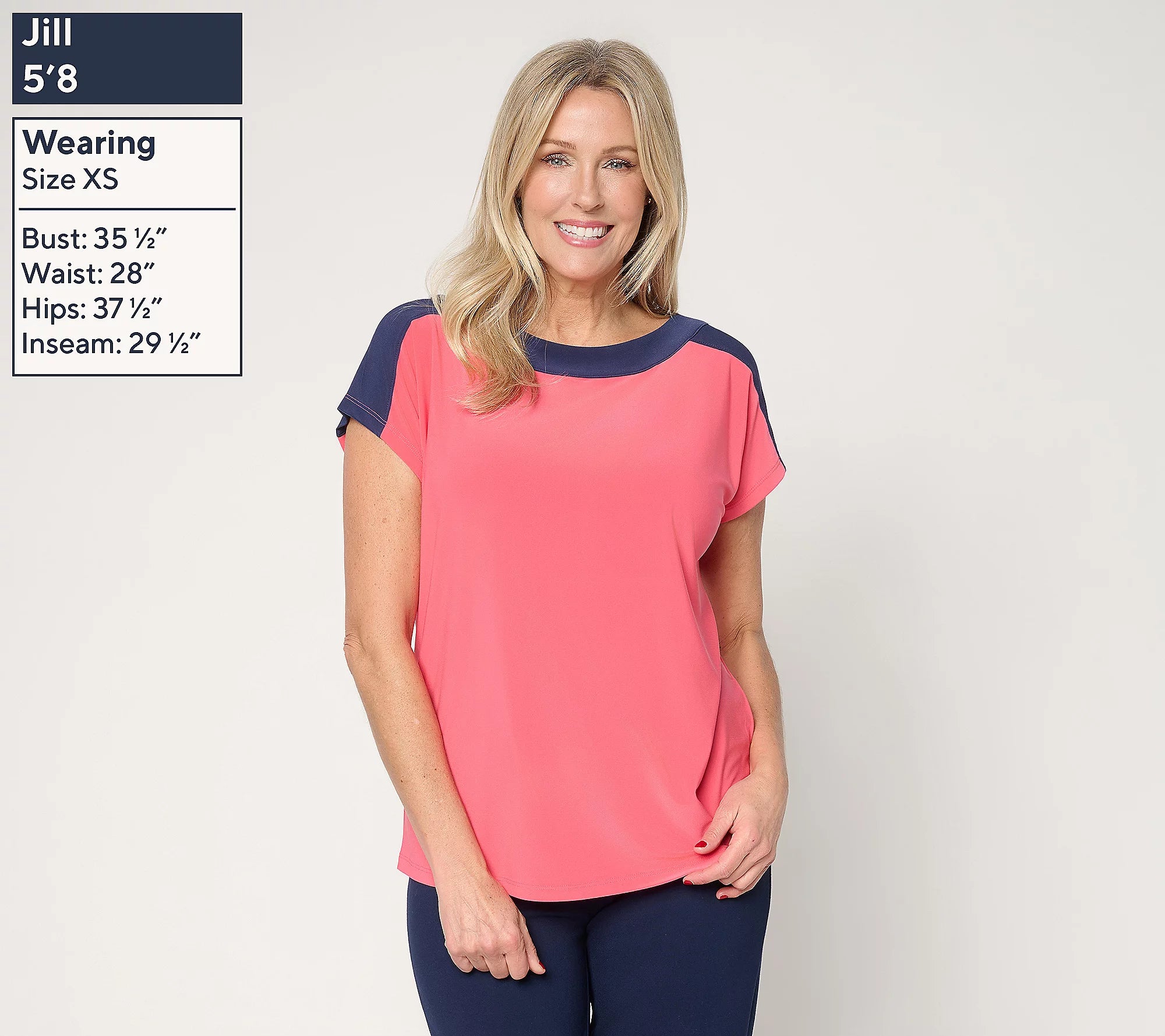 Attitudes by Renee Como Jersey Color Blocked Top