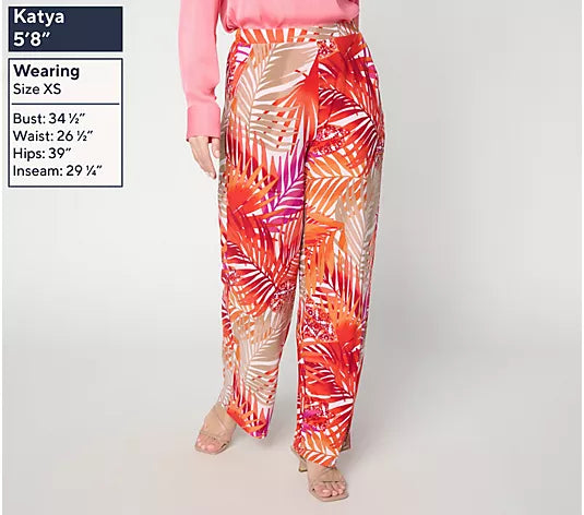 Attitudes by Renee Printed Como Jersey Wide Leg Cabana Pant