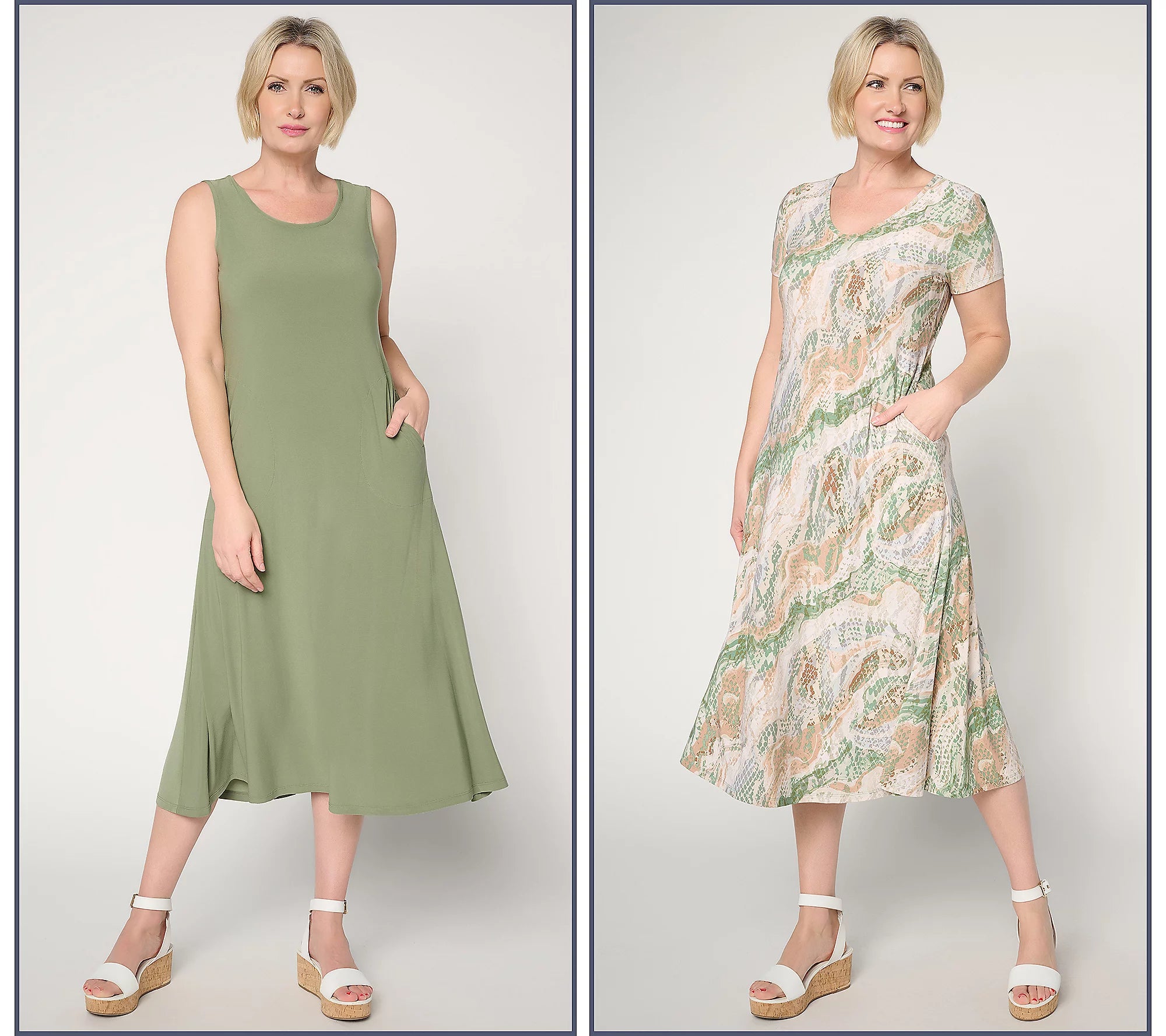 Attitudes by Renee Pack of 2 Como Jersey Midi Dresses