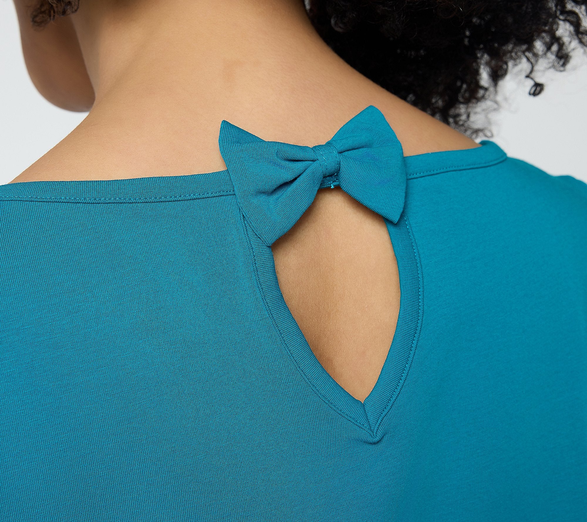 Attitudes by Renee Washed Cotton Jersey Bow Back Top