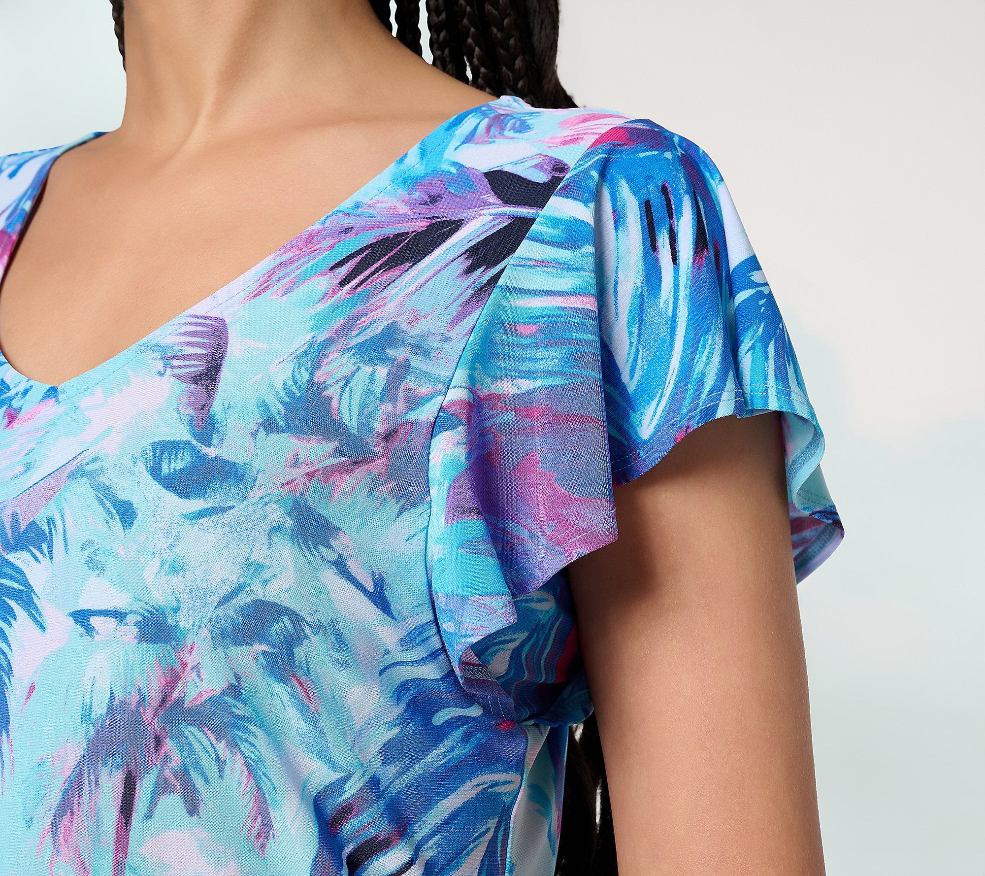 Attitudes by Renee Como Jersey Flutter Sleeve Top