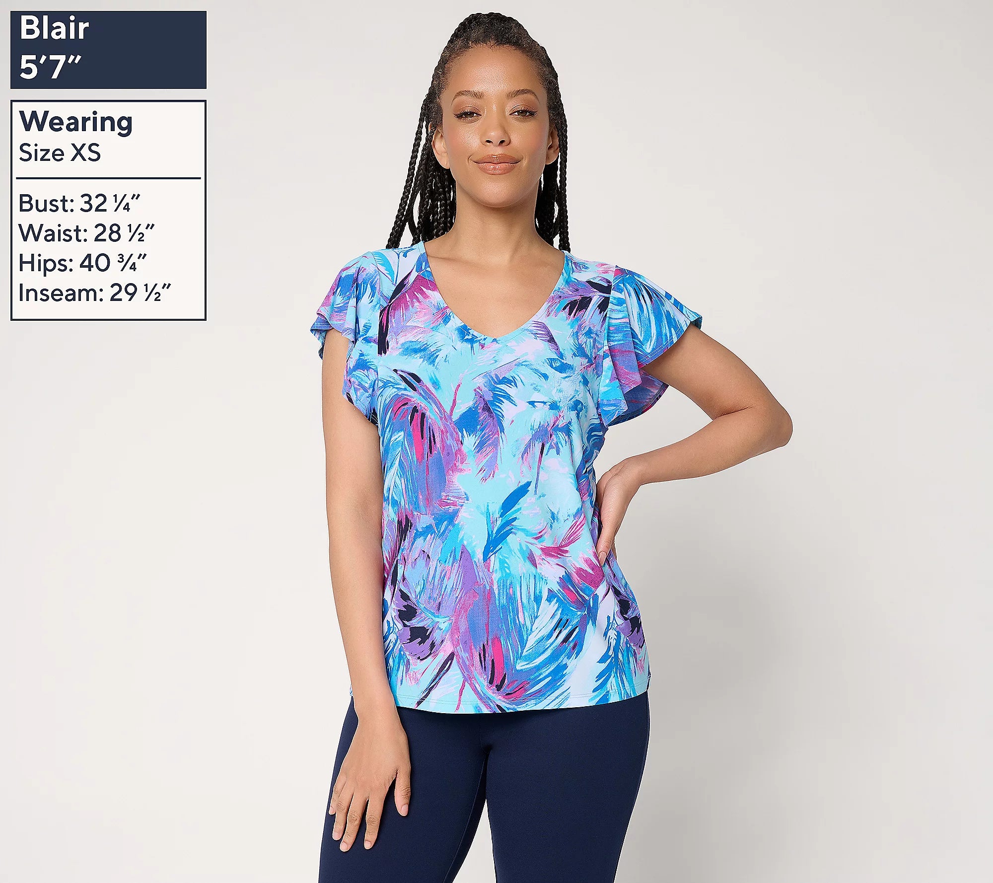 Attitudes by Renee Como Jersey Flutter Sleeve Top