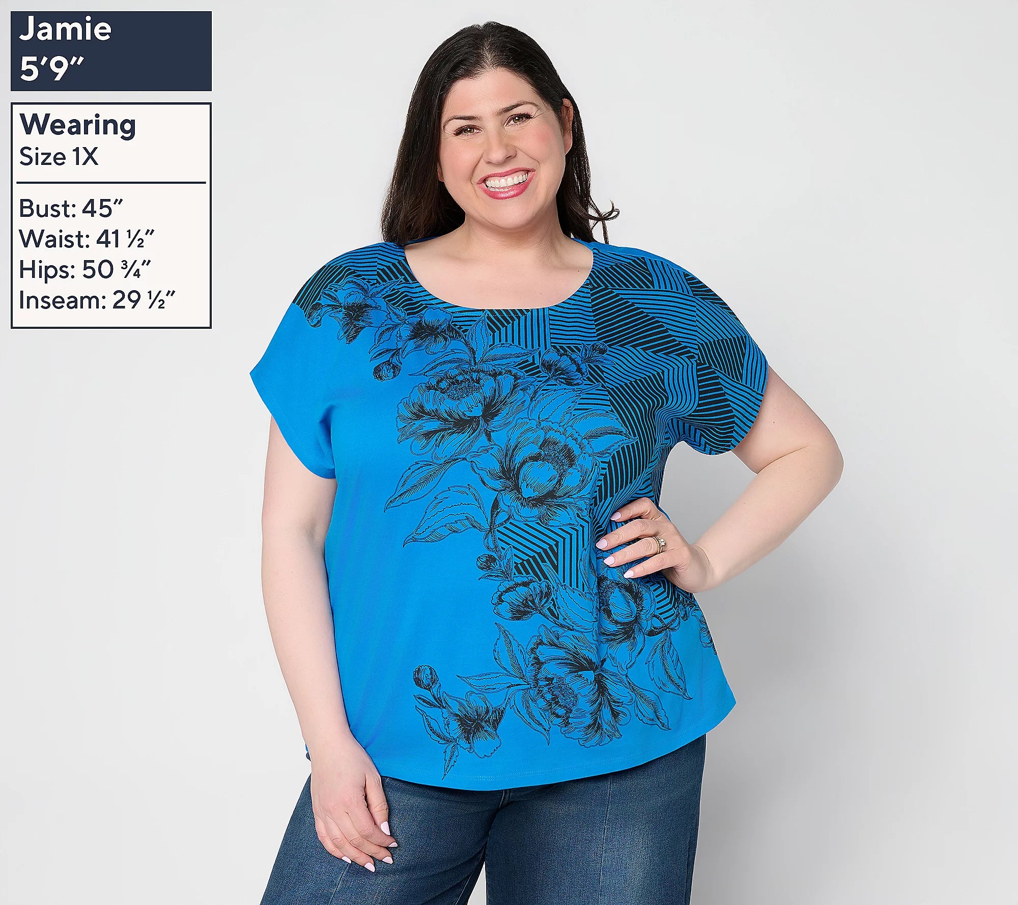 Attitudes by Renee Printed Moss Crepe Top (Copy)