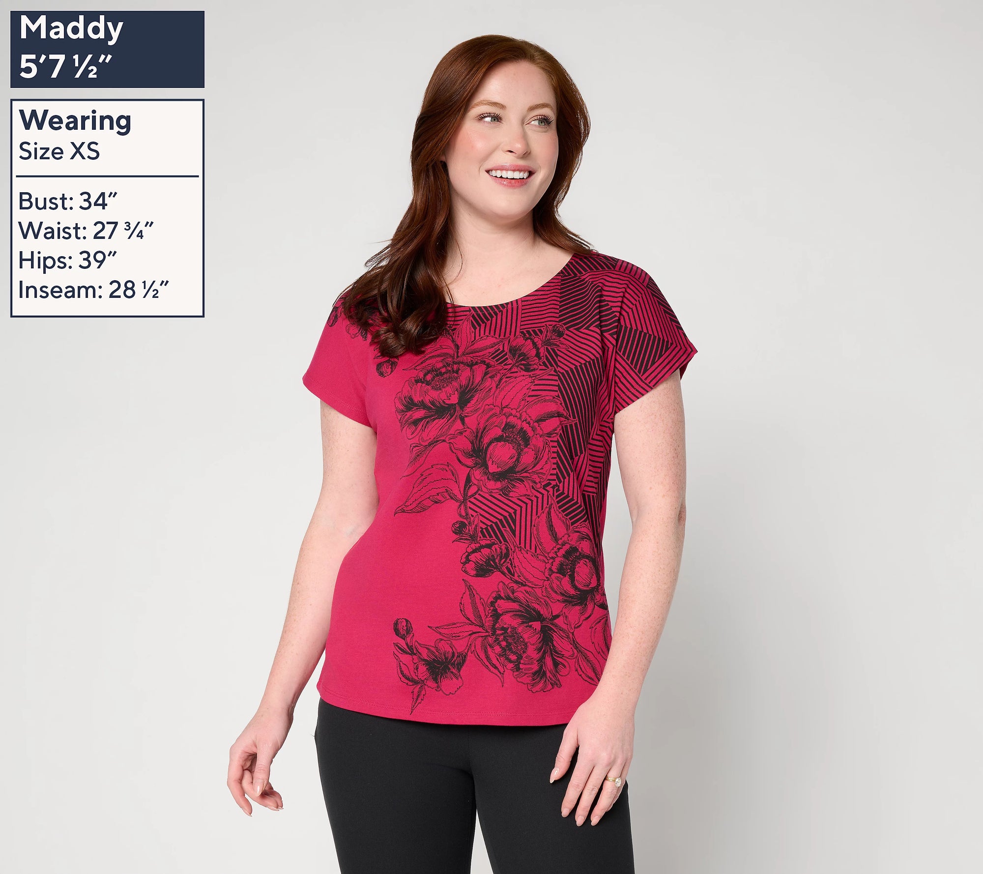 Attitudes by Renee Printed Moss Crepe Top (Copy)