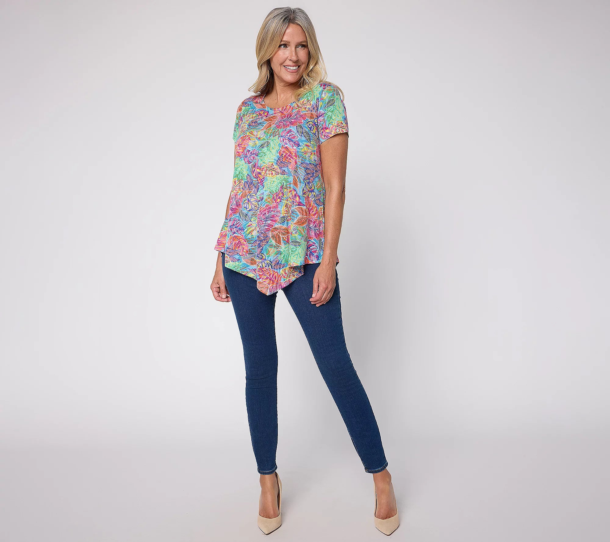 Attitudes by Renee Burn out Knit Short Sleeve Top