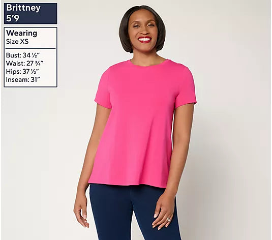 Attitudes by Renee Mixed Media Short Sleeve Top