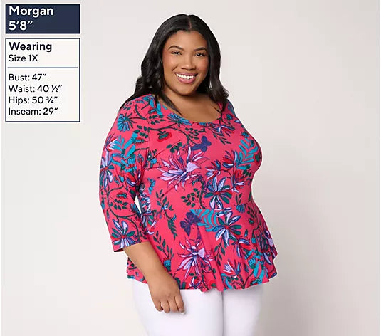 Attitudes by Renee Como Jersey Peplum Top