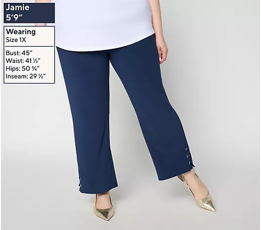 Women with Control Straight Leg Moss Crepe Ankle Icon Pant