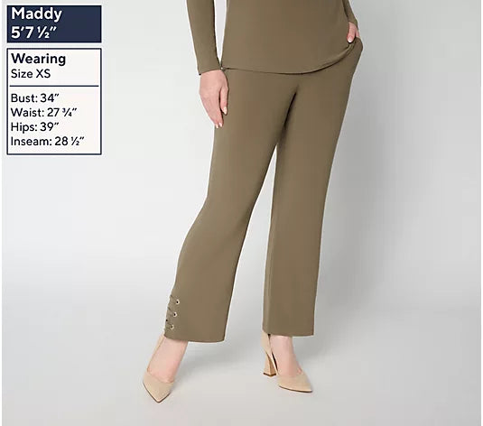 Women with Control Straight Leg Moss Crepe Ankle Icon Pant