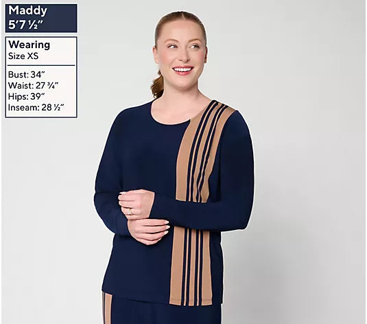 Women with Control La Roma Stripe Long Sleeve Top