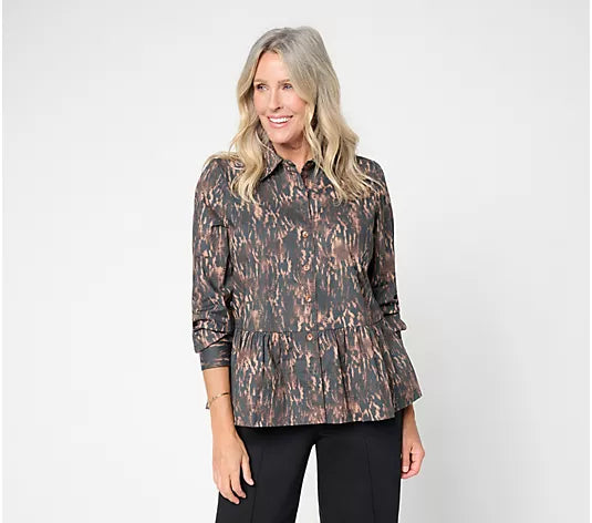 Women with Control Poplin Button Up Shirt