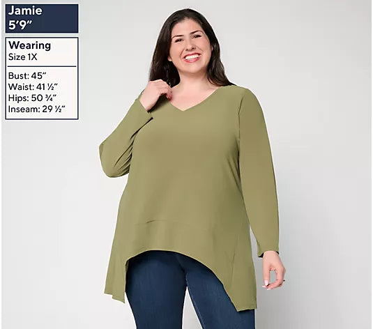 Women with Control Moss Crepe V Neck Tunic