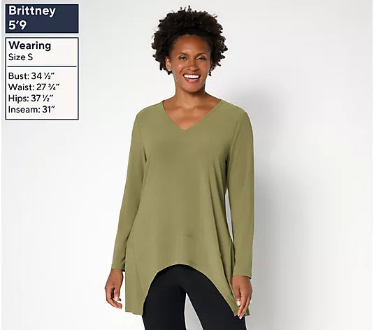 Women with Control Moss Crepe V Neck Tunic