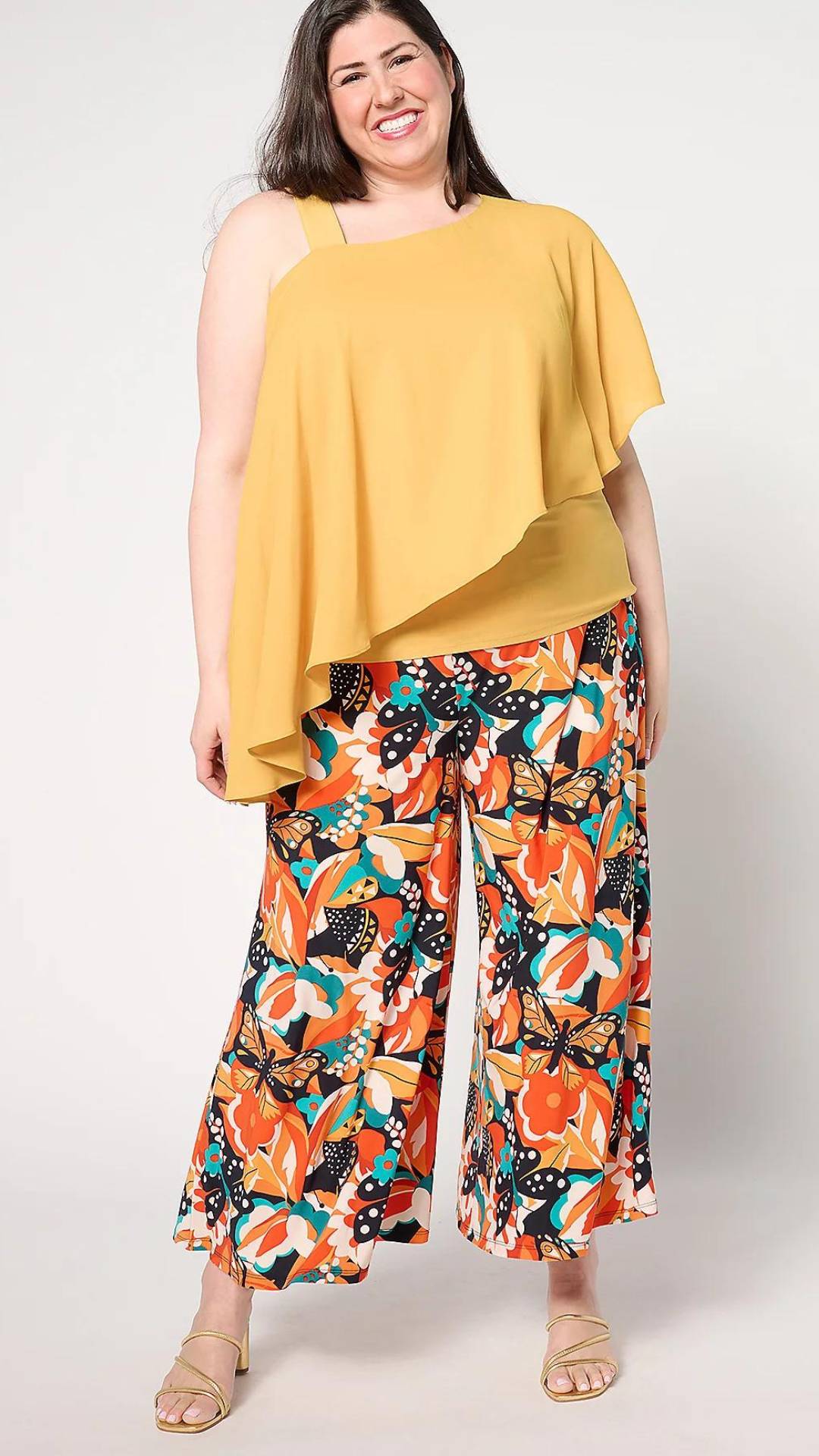 A648535 Attitudes by Renee Como Jersey Flowy Crop Pants and A648363 One Shoulder Flounce Top