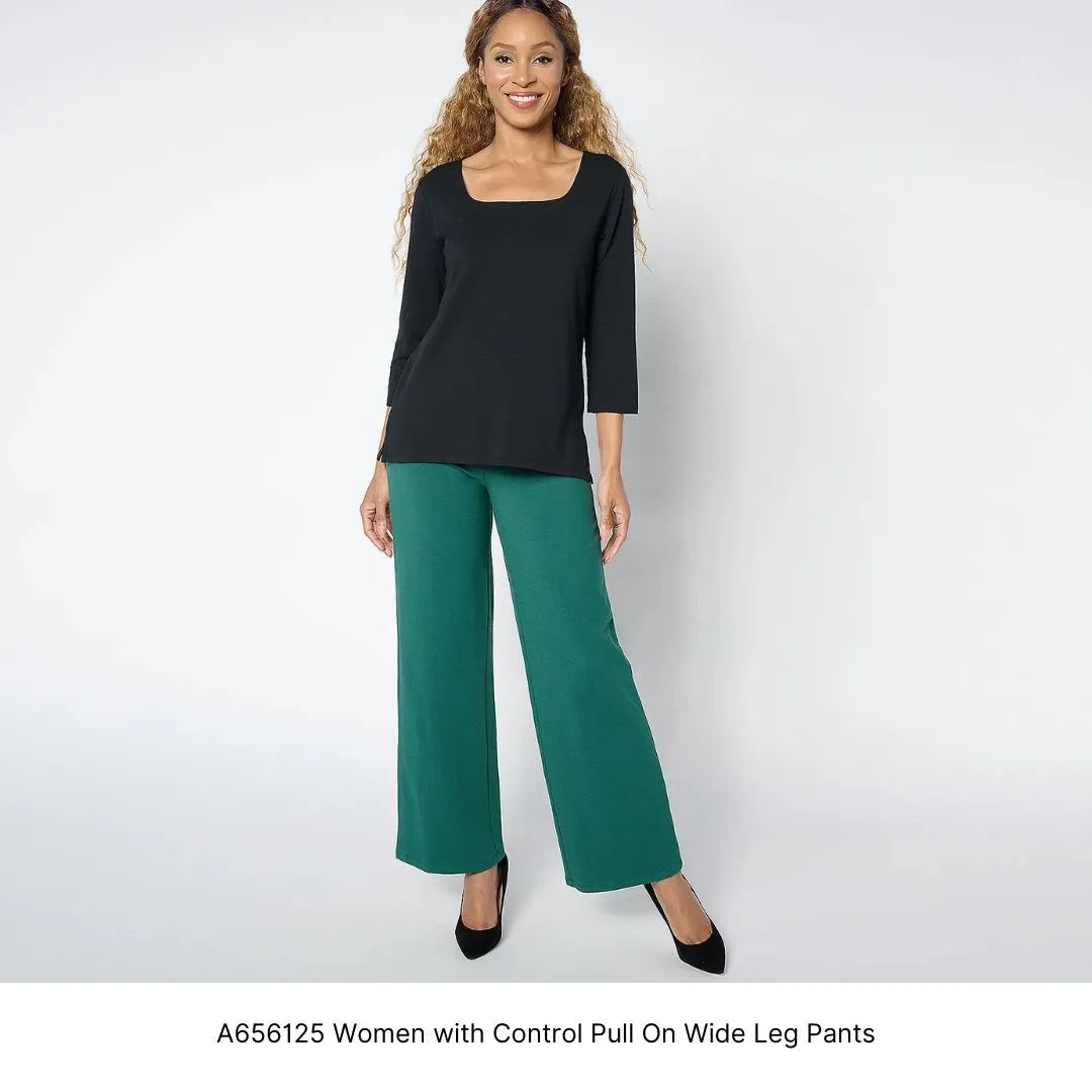 A656125 Women with Control Pull On Wide Leg Pants