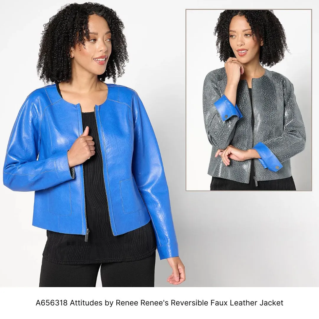 A656318 Attitudes by Renee Renee's Reversible Faux Leather Jacket