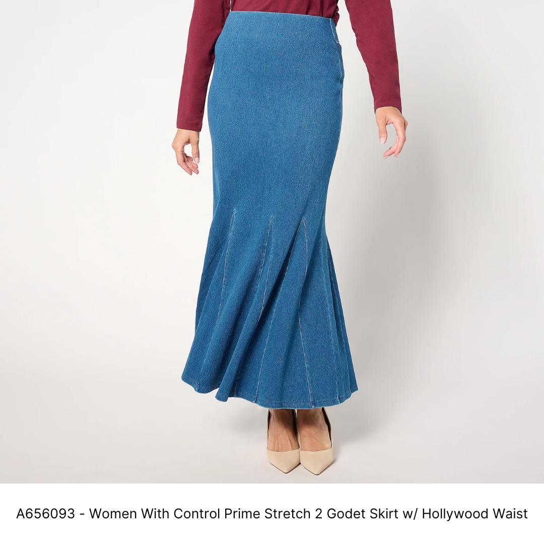 A656093 - Women With Control Prime Stretch 2 Godet Skirt w_ Hollywood Waist