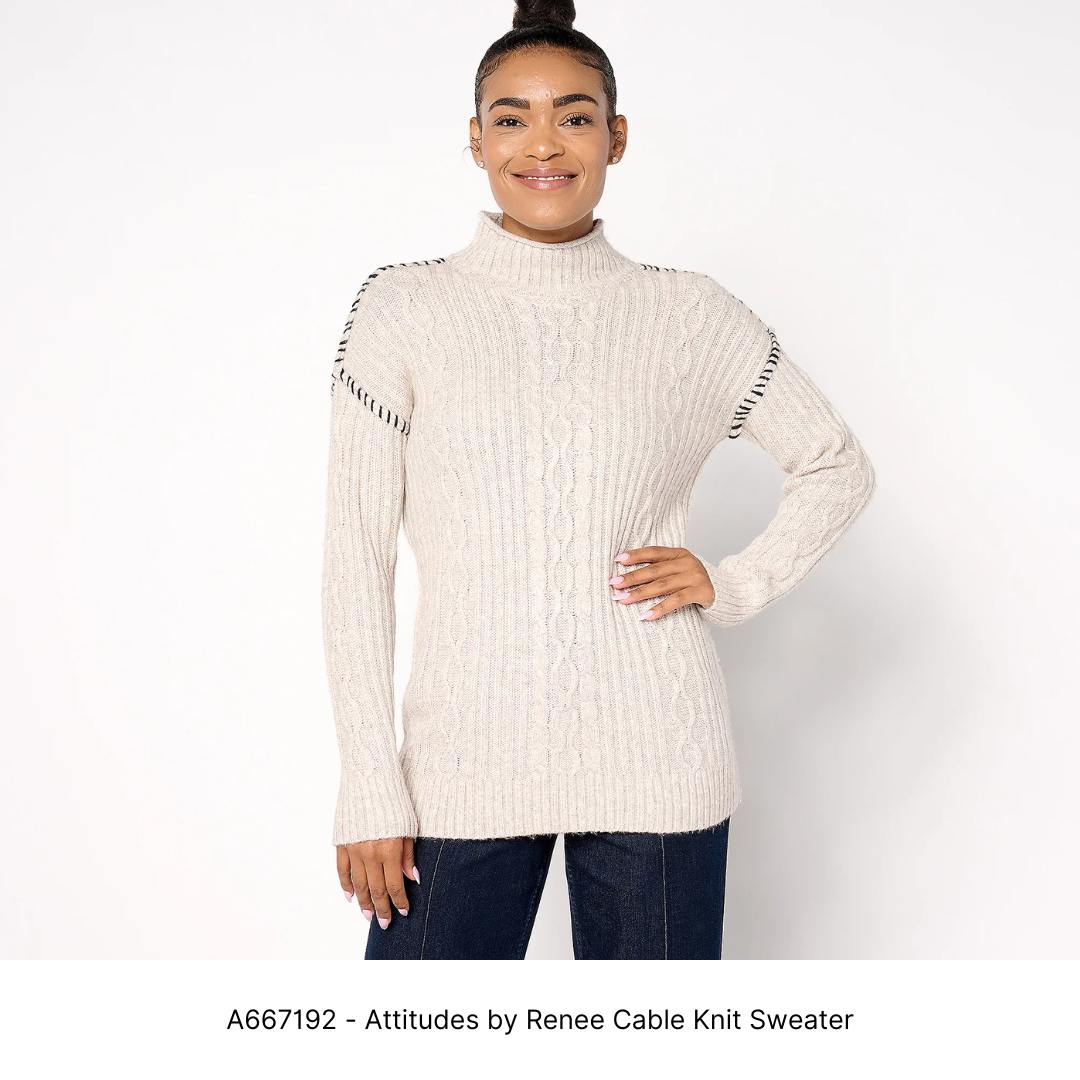 A667192 - Attitudes by Renee Cable Knit Sweater