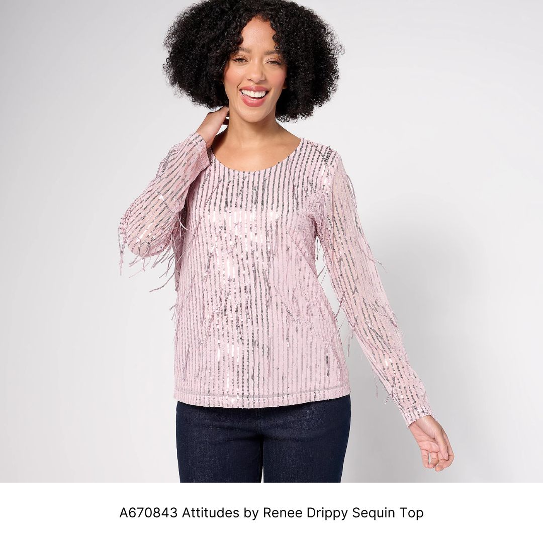 A670843 Attitudes by Renee Drippy Sequin Top